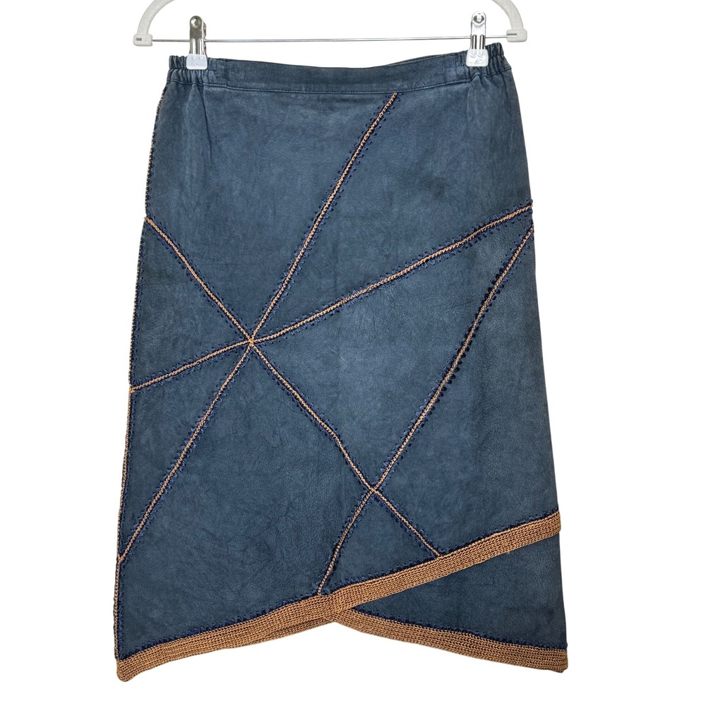 Vintage S.M.H. Suede Skirt Size 10 Blue/Brown